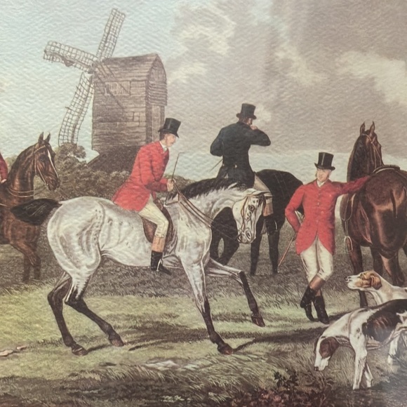 “The Meet” matted over plexiglass framed Vintage print hunting scene W Shayer - Picture 2 of 9